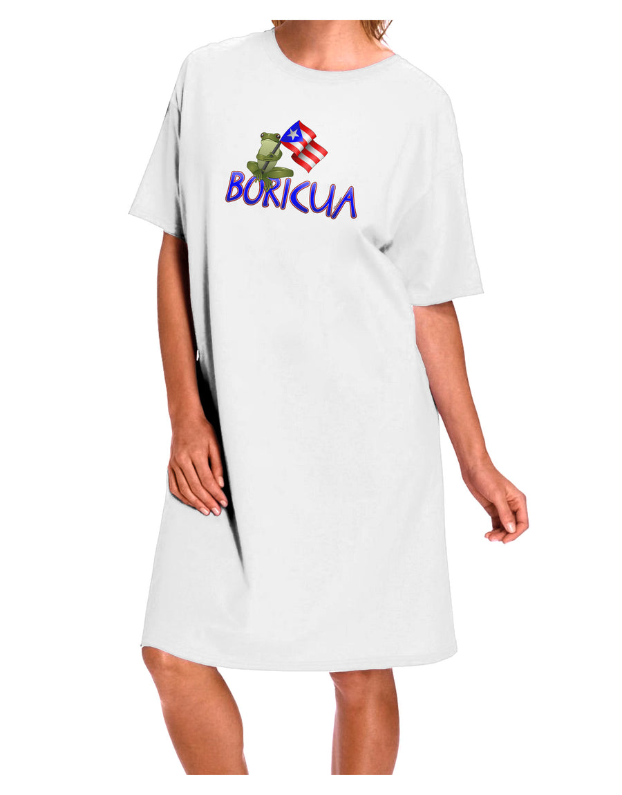 Coqui Boricua Adult Night Shirt Dress in White - One Size: A Versatile and Stylish Addition to Your Wardrobe-Night Shirt-TooLoud-White-OSFM-Davson Sales