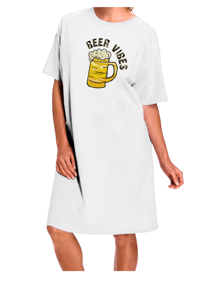 Beer Vibes Adult Night Shirt Dress - White - One Size-Night Shirt-TooLoud-Davson Sales