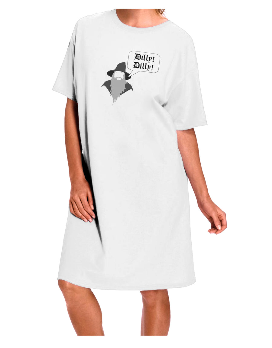 TooLoud presents the exquisite Wizard Dilly Dilly Adult Night Shirt Dress in White - One Size-Night Shirt-TooLoud-White-One-Size-Davson Sales