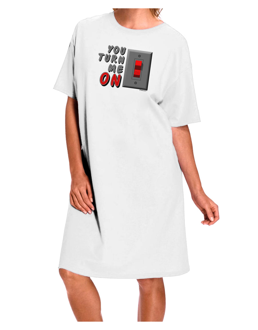 Elevate Your Style with the TooLoud You Turn Me On Switch Adult Night Shirt Dress in White - Available in One Size-Night Shirt-TooLoud-White-One-Size-Davson Sales