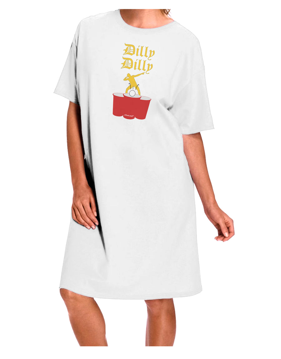 TooLoud White Dilly Dilly Funny Beer Adult Night Shirt Dress - One Size: A Playful and Stylish Addition to Your Wardrobe-Night Shirt-TooLoud-White-One-Size-Davson Sales