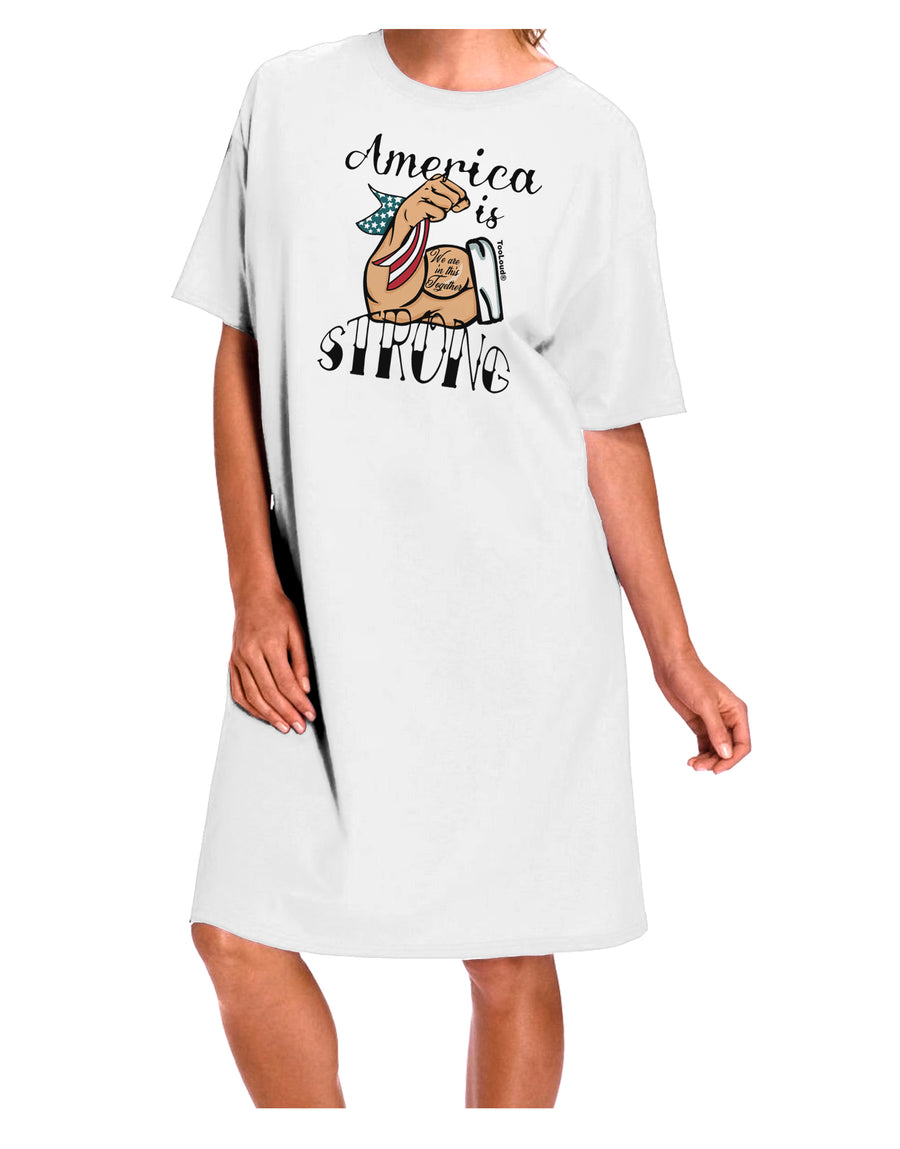 Resilient America: Conquer Adversity with our Adult Night Shirt Dress in White, One Size-Night Shirt-TooLoud-Davson Sales