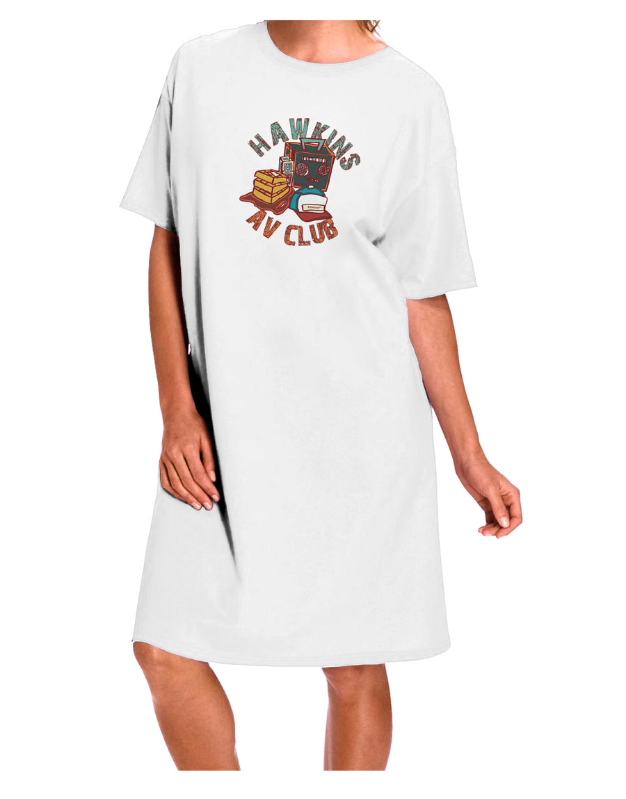 Hawkins AV Club Adult Night Shirt Dress in White - One Size-Night Shirt-TooLoud-Davson Sales