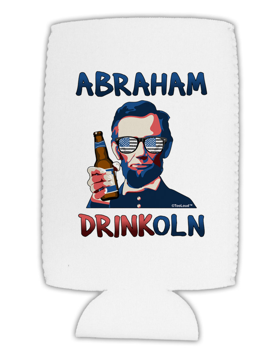 Abraham Drinkoln with Text Collapsible Neoprene Tall Can Insulator-Tall Can Insulator-TooLoud-White-Davson Sales