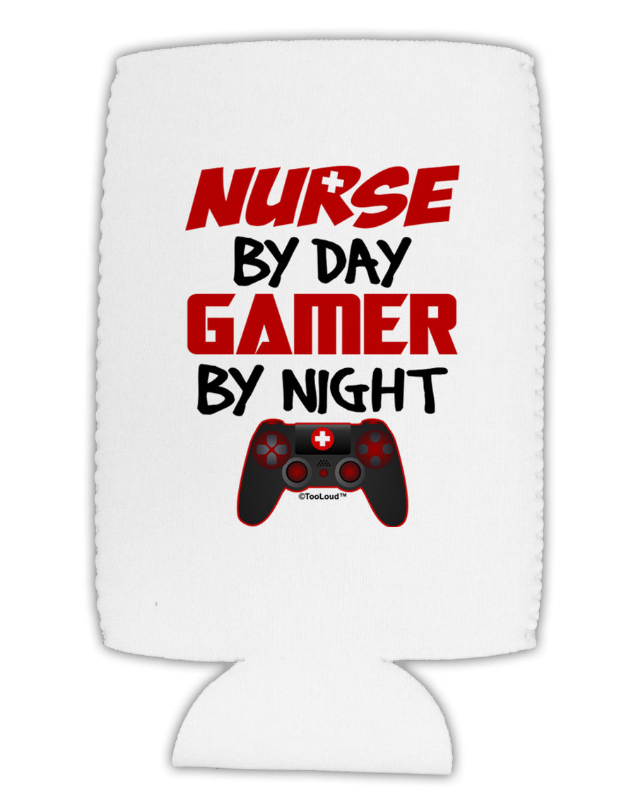Nurse By Day Gamer By Night Collapsible Neoprene Tall Can Insulator-Tall Can Insulator-TooLoud-White-Davson Sales