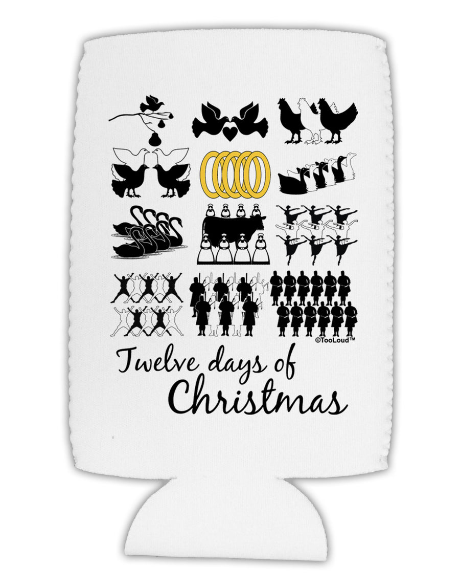 12 Days of Christmas Text Color Collapsible Neoprene Tall Can Insulator-Tall Can Insulator-TooLoud-White-Davson Sales