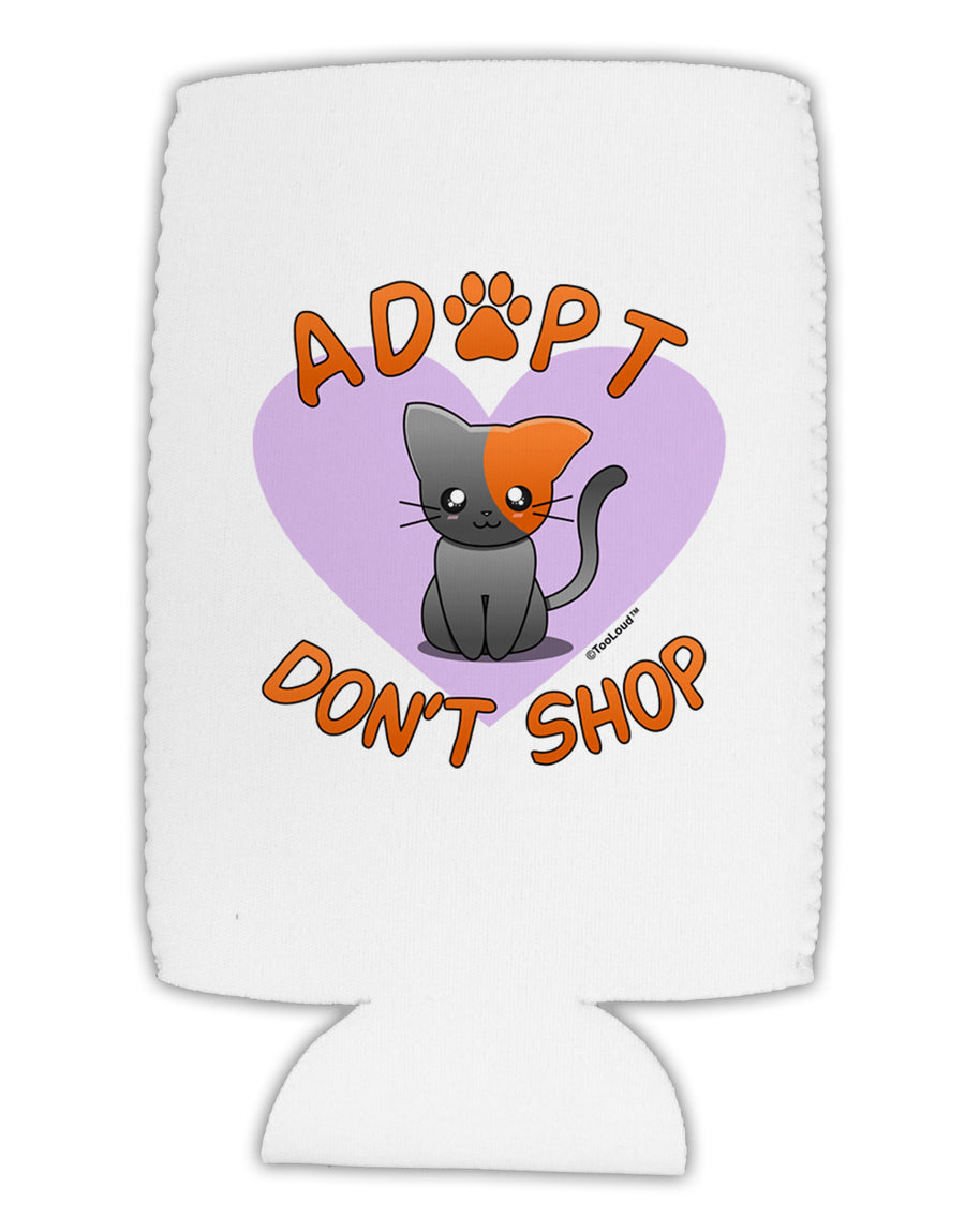 Adopt Don't Shop Cute Kitty Collapsible Neoprene Tall Can Insulator-Tall Can Insulator-TooLoud-White-Davson Sales
