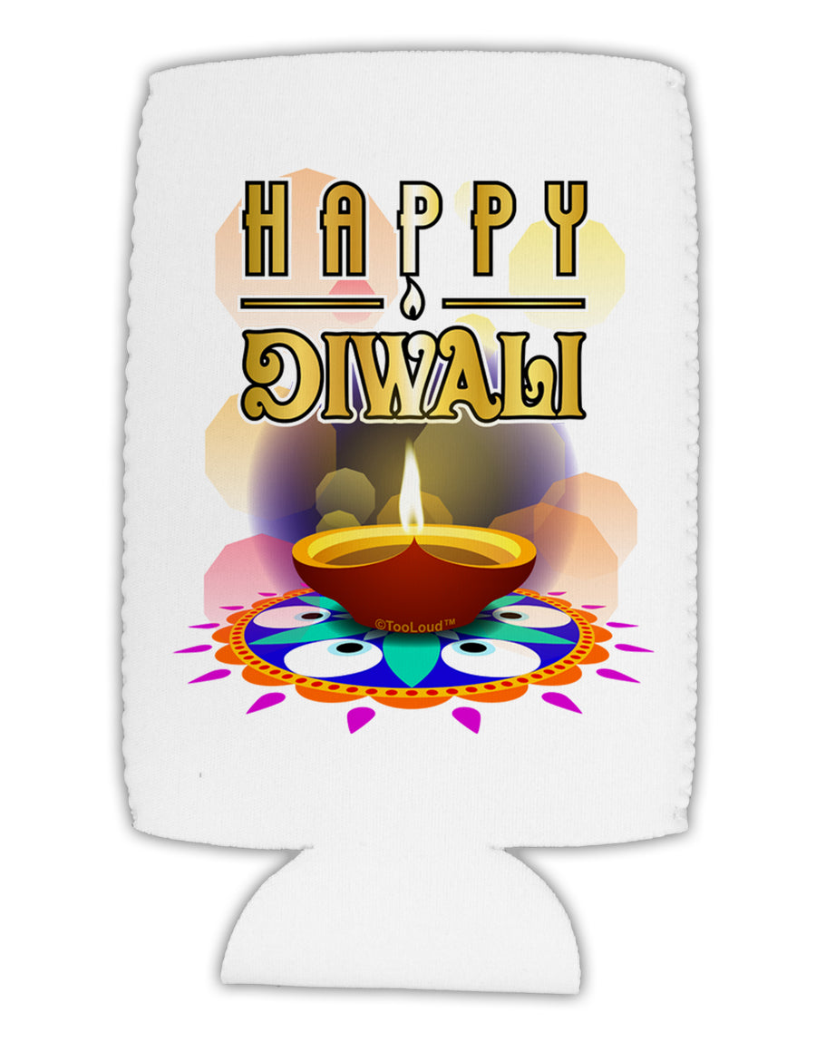 Happy Diwali - Rangoli and Diya Collapsible Neoprene Tall Can Insulator by TooLoud-TooLoud-White-Davson Sales