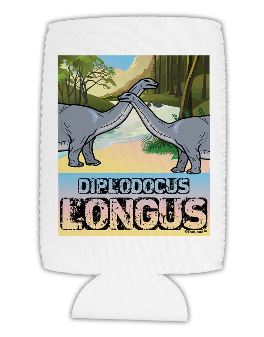 Diplodocus Longus - With Name Collapsible Neoprene Tall Can Insulator by TooLoud-Tall Can Insulator-TooLoud-White-Davson Sales