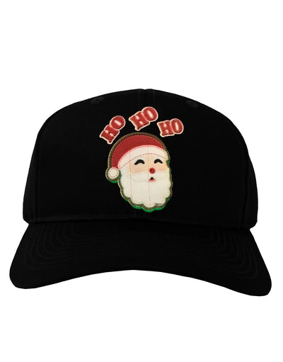 Ho Ho Ho Santa Claus Face Faux Applique Adult Dark Baseball Cap Hat-Baseball Cap-TooLoud-Black-One Size-Davson Sales