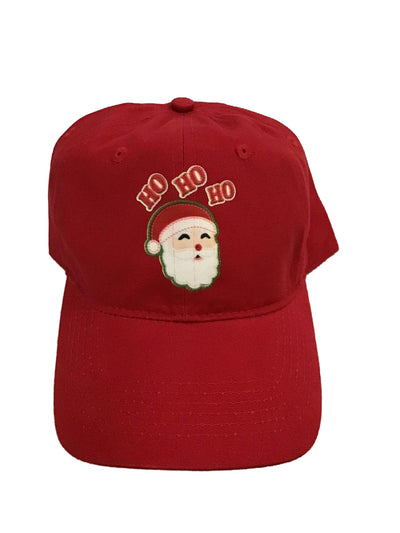 Ho Ho Ho Santa Claus Face Faux Applique Adult Dark Baseball Cap Hat-Baseball Cap-TooLoud-Black-One Size-Davson Sales