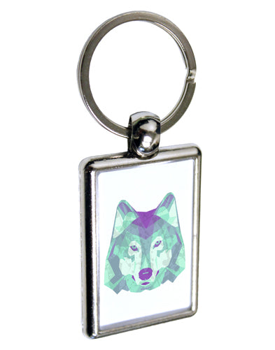 Geometric Wolf Head Keychain Key Ring by TooLoud-TooLoud-Davson Sales