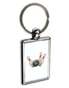 Bowling Ball with Pins Keychain Key Ring-TooLoud-Silver-White-1.2"x1.75"-Davson Sales