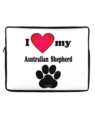 I Heart My Australian Shepherd Neoprene laptop Sleeve 10 x 14 inch Landscape by TooLoud
