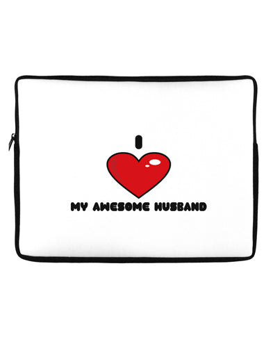 I Heart My Awesome Husband Neoprene laptop Sleeve 10 x 14 inch Landscape by TooLoud-Laptop Sleeve-TooLoud-Davson Sales