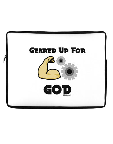 Geared Up For God Neoprene laptop Sleeve 10 x 14 inch Landscape by TooLoud