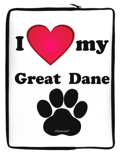 I Heart My Great Dane Neoprene laptop Sleeve 10 x 14 inch Portrait by TooLoud