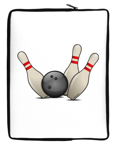 Bowling Ball with Pins Neoprene laptop Sleeve 10.5&#x22; x 14&#x22; Portrait-Laptop Sleeve-TooLoud-White-Black-10.5"x14"-Davson Sales