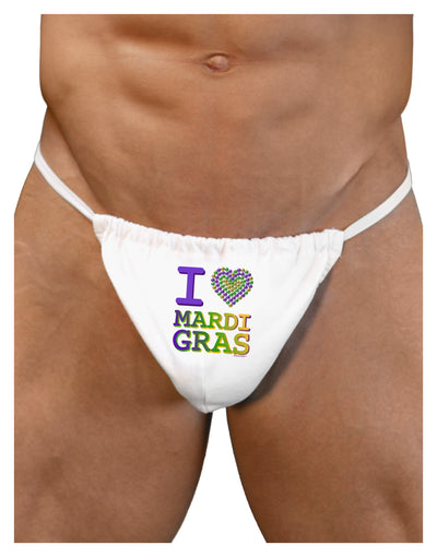 I Love Heart Mardi Gras Mens G-String Underwear-Mens G-String-LOBBO-White-Small/Medium-Davson Sales