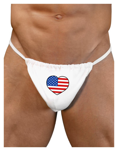 American Flag Heart Design Mens G-String Underwear by TooLoud-Mens G-String-LOBBO-White-Small/Medium-Davson Sales