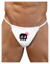 Retro 8-Bit Skull with Pink Bow Mens G-String Underwear-Mens G-String-LOBBO-White-Small/Medium-Davson Sales