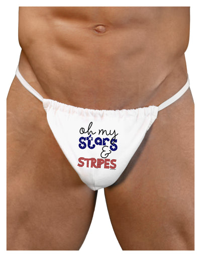 Oh My Stars and Stripes - Patriotic Design Mens G-String Underwear-Mens G-String-LOBBO-White-Small/Medium-Davson Sales