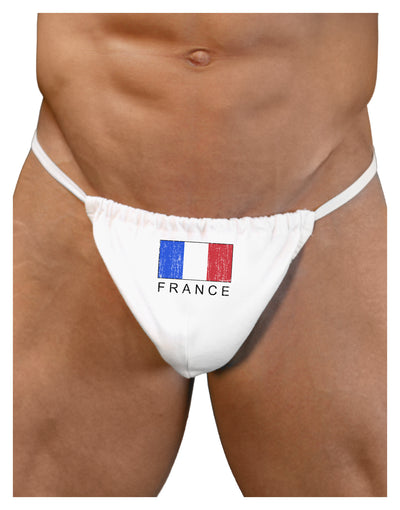 French Flag - France Text Distressed Mens G-String Underwear by TooLoud-Mens G-String-LOBBO-White-Small/Medium-Davson Sales