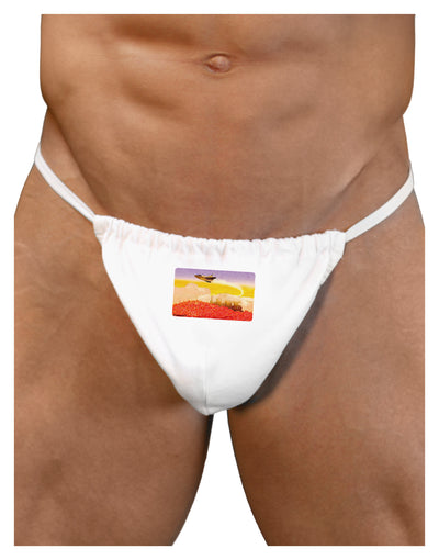 Planet Mars Watercolor Mens G-String Underwear-Mens G-String-LOBBO-White-Small/Medium-Davson Sales