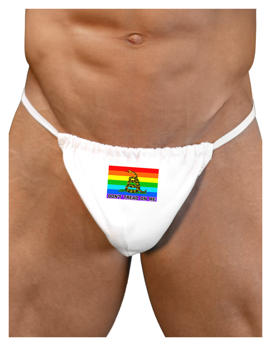 LGBT Rainbow Gadsden Flag Freedom Mens G-String Underwear-Mens G-String-LOBBO-White-Small/Medium-Davson Sales