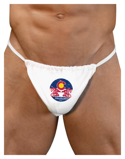 Grunge Colorado Rocky Mountain Bighorn Sheep Flag Mens G-String Underwear-Mens G-String-LOBBO-White-Small/Medium-Davson Sales