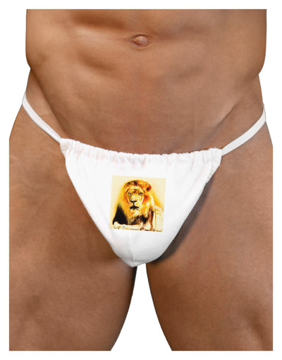 Lion Watercolor 4 Mens G-String Underwear-Mens G-String-LOBBO-White-Small/Medium-Davson Sales