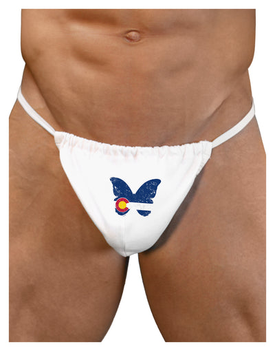 Grunge Colorado Butterfly Flag Mens G-String Underwear-Mens G-String-LOBBO-White-Small/Medium-Davson Sales