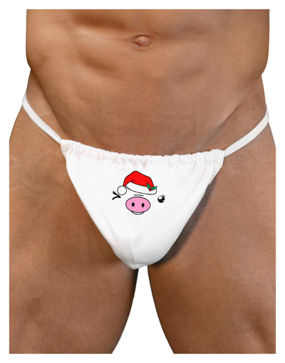 Kyu-T Face Oinkette Santa Hat Girl Pig Mens G-String Underwear-Mens G-String-LOBBO-White-Small/Medium-Davson Sales