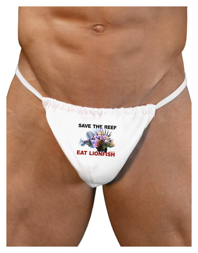 Save the Reef - Eat Lionfish Mens G-String Underwear-Mens G-String-LOBBO-White-Small/Medium-Davson Sales