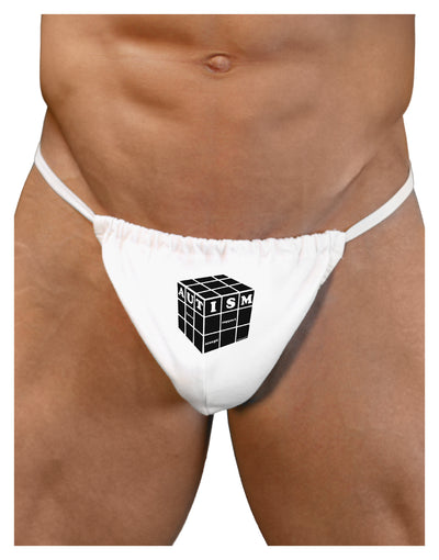 Autism Awareness - Cube B & W Mens G-String Underwear-Mens G-String-LOBBO-White-Small/Medium-Davson Sales