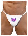 Geometric Kitty Purple Mens G-String Underwear-Mens G-String-LOBBO-White-Small/Medium-Davson Sales