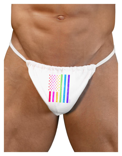 American Pride - Rainbow Flag Mens G-String Underwear-Mens G-String-LOBBO-White-Small/Medium-Davson Sales