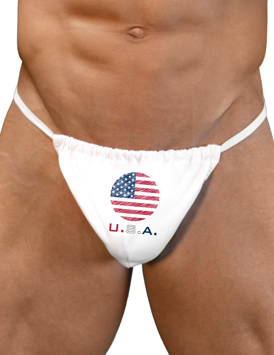 American Flag Scribble Mens G-String Underwear-Mens G-String-LOBBO-White-Small/Medium-Davson Sales