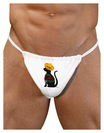 Happy Cinco de Meow - Cinco de Mayo Cat Mens G-String Underwear by TooLoud-Mens G-String-LOBBO-White-Small/Medium-Davson Sales