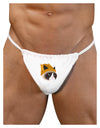 Disgruntled Cat Wearing Turkey Hat Mens G-String Underwear by LOBBO-Mens G-String-LOBBO-White-Small/Medium-Davson Sales