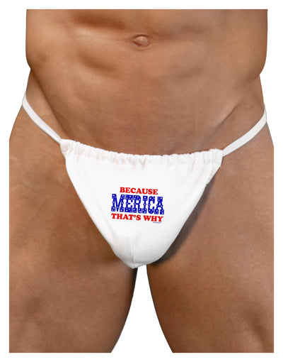 Because Merica That's Why Mens G-String Underwear-Mens G-String-LOBBO-White-Small/Medium-Davson Sales