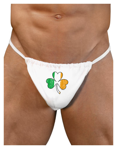 Irish Flag - Shamrock Distressed Mens G-String Underwear by TooLoud-Mens G-String-LOBBO-White-Small/Medium-Davson Sales