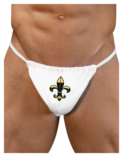 Golden Fleur de Lis Mens G-String Underwear-Mens G-String-LOBBO-White-Small/Medium-Davson Sales