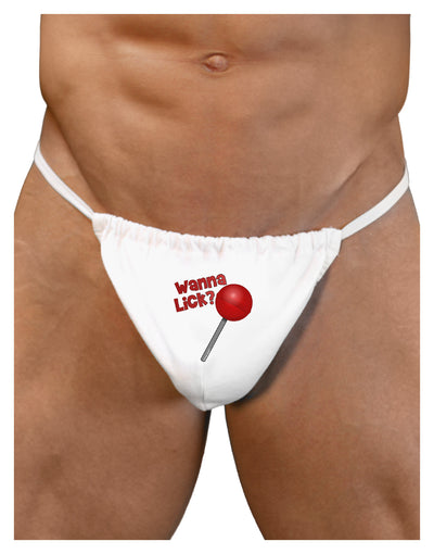 TooLoud Wanna Lick Lollipop Mens G-String Underwear-Mens G-String-LOBBO-White-Small/Medium-Davson Sales