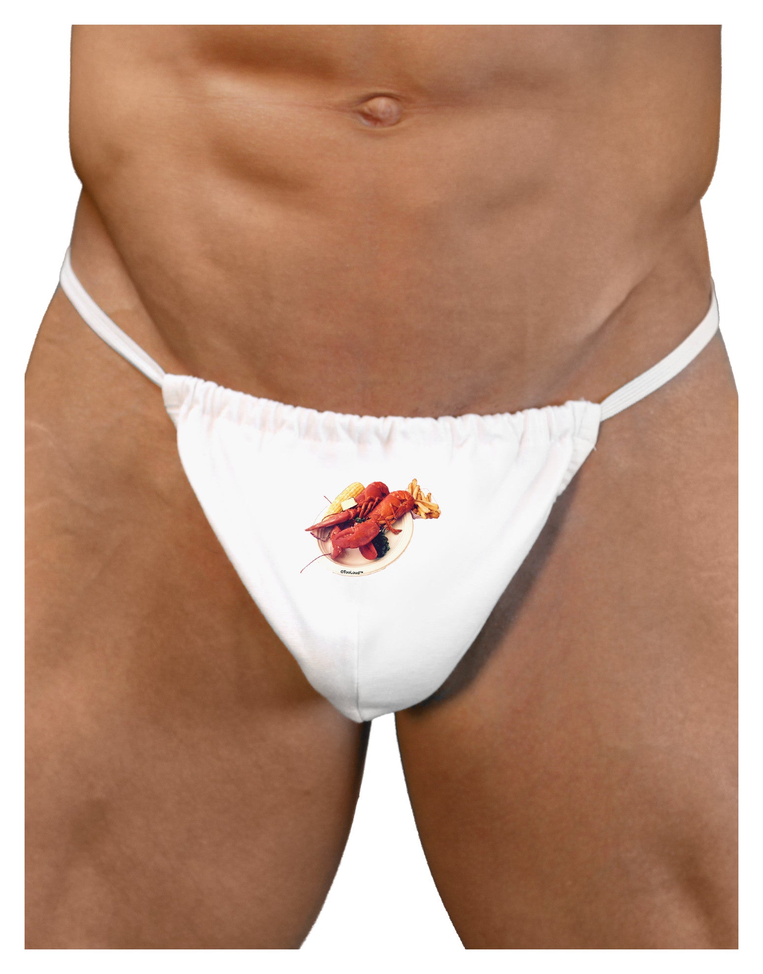 Lobster Plate Mens G-String Underwear-Mens G-String-LOBBO-White-Small/Medium-Davson Sales