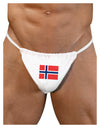 TooLoud Norwegian Flag Mens G-String Underwear-Mens G-String-LOBBO-White-Small/Medium-Davson Sales