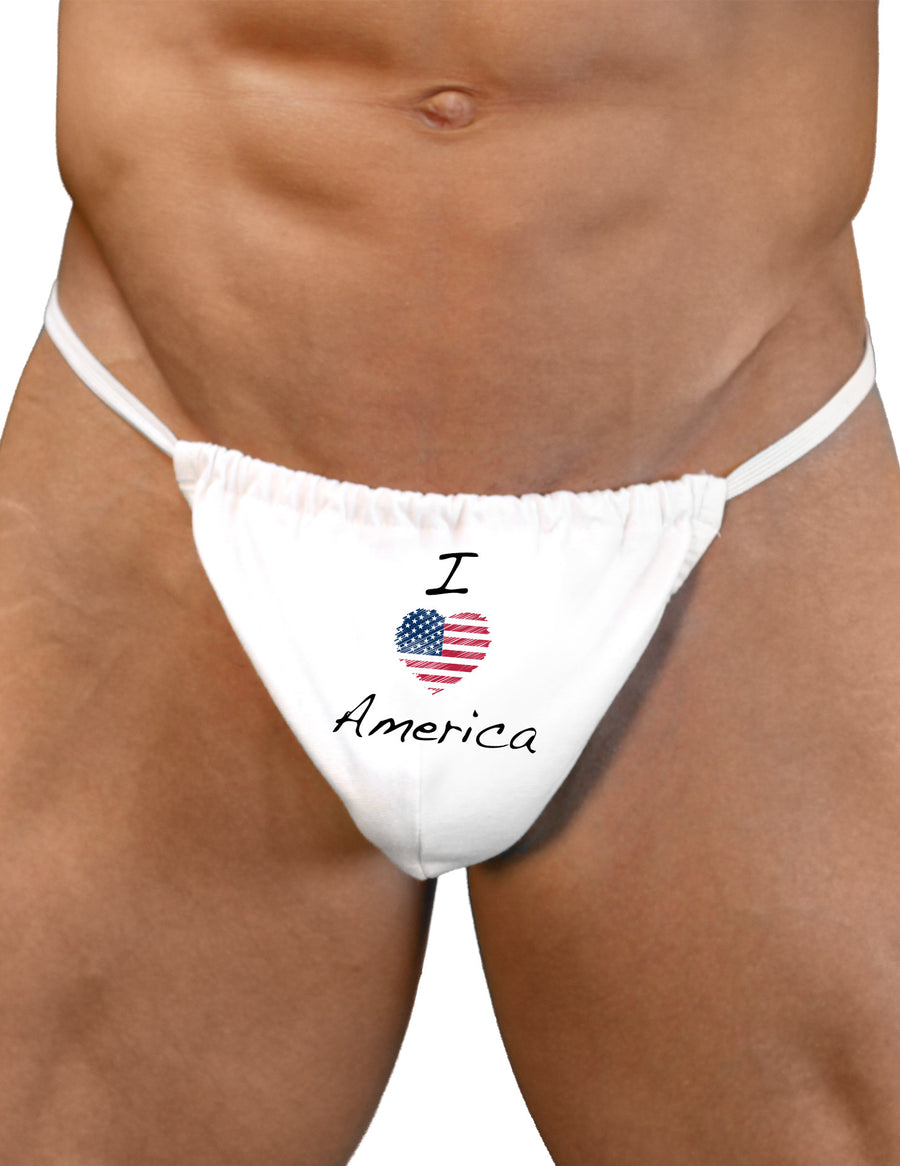 I Heart America Scribble Mens G-String Underwear-Mens G-String-LOBBO-White-Small/Medium-Davson Sales