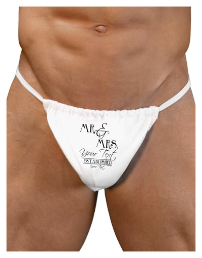 Personalized Mr and Mrs -Name- Established -Date- Design Mens G-String Underwear-Mens G-String-LOBBO-White-Small/Medium-Davson Sales