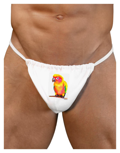 Sun Conure Parrot Watercolor Mens G-String Underwear-Mens G-String-LOBBO-White-Small/Medium-Davson Sales