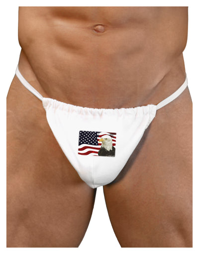 Patriotic USA Flag with Bald Eagle Mens G-String Underwear by TooLoud-Mens G-String-LOBBO-White-Small/Medium-Davson Sales